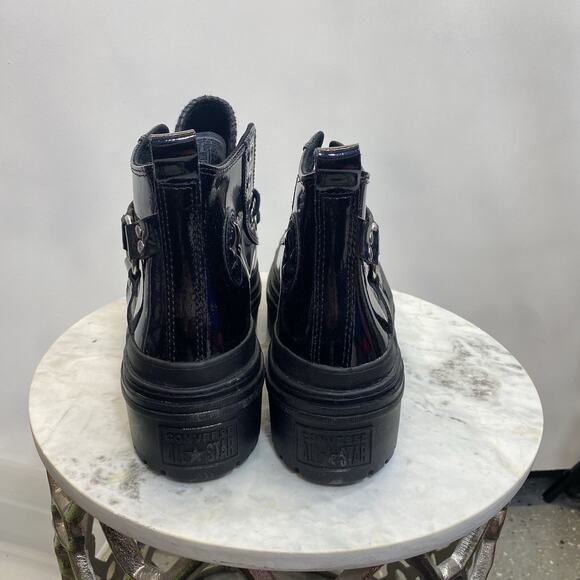 Converse Lugged Heel Platform Sneakers Women's 10 Black Patent Leather NIB - Picture 3 of 16